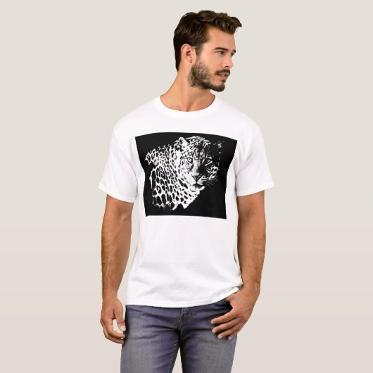 Leopard Head Pop Art Trendy Sjabloon Elegant Manne T-shirt (Voorkant volledig)