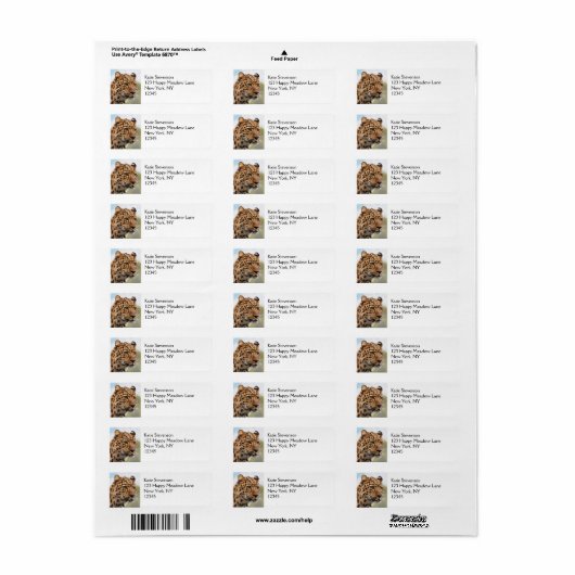 Leopard Head Portrait Etiket (Full Sheet)