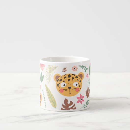 Leopard Head Tropische Planten Espresso Kop (Voorkant)