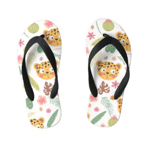Leopard Head Tropische Planten Kinder Teenslippers