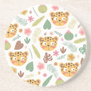 Leopard Head Tropische Planten Zandsteen Onderzetter