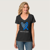 Leopard Heart Alexander Disease Awareness Blue Rib T-shirt (Voorkant volledig)