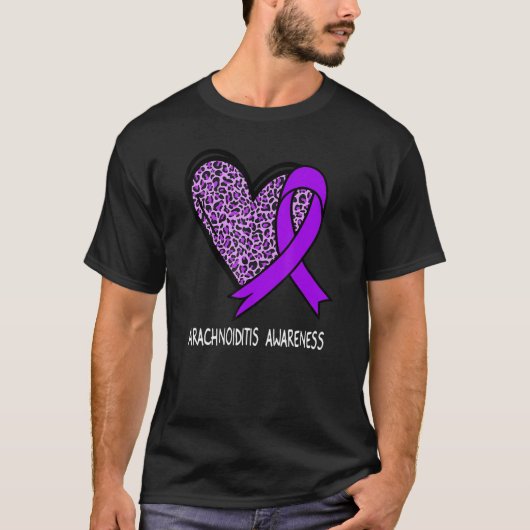Leopard Heart Arachnoiditis Awareness Purple Ribbo T-shirt (Voorkant)