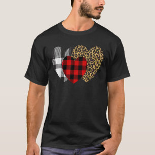 Leopard Heart Buffalo Red Black Pset Heart Valent T-shirt