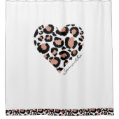 Leopard Heart Cheetah Pattern Name Heart Douchegordijn (Voorkant)