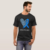 Leopard Heart Chondromalacia Patella Awareness Blu T-shirt (Voorkant volledig)