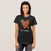 Leopard Heart COPD Awareness Orange Ribbon T-shirt (Voorkant volledig)