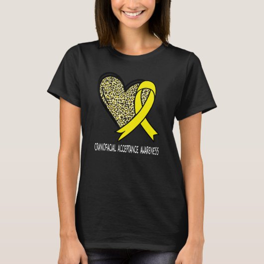 Leopard Heart Craniofacial Acceptance Awareness Ye T-shirt (Voorkant)
