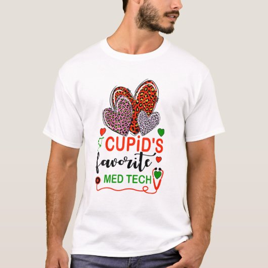 Leopard Heart Cupid's favoriete Med Tech Valentijn T-shirt (Voorkant)