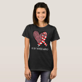 Leopard Heart Deep Vee Trombose Bewustheid Rood & T-shirt (Voorkant volledig)
