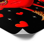 Leopard Heart Drinking Coffee Valentines Day Women Poster (Hoek)