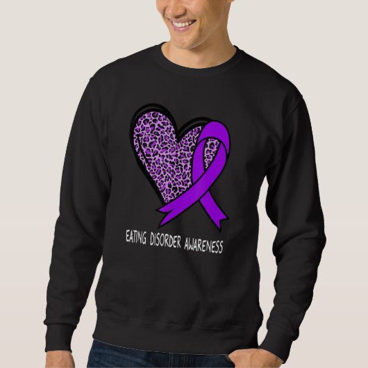 Leopard Heart Eating Disorder Awareness Purple Rib Trui (Voorkant)