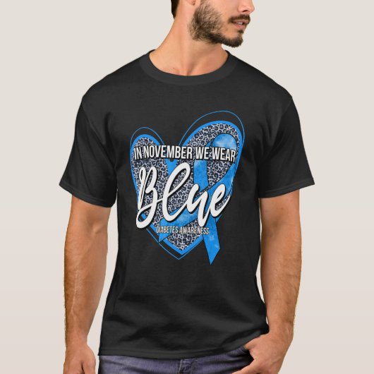 Leopard Heart In November We Wear Blue Diabetes Aw T-shirt (Voorkant)