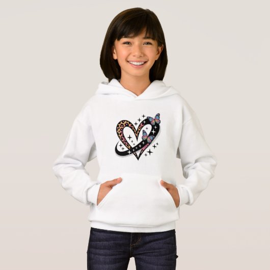 Leopard Heart Infinity Butterfly T-Shirt (Voorkant volledig)