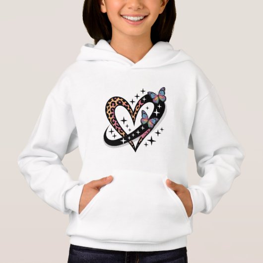Leopard Heart Infinity Butterfly T-Shirt (Voorkant)