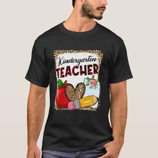 Leopard Heart Kindergarten Teaching Back T T-shirt (Voorkant)