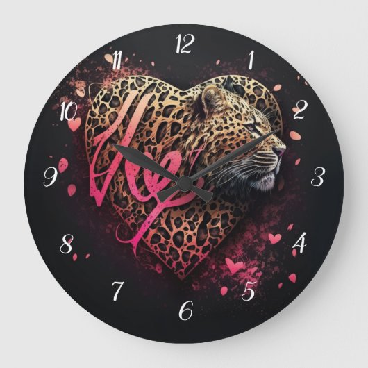 Leopard Heart Love Graffiti Art                    Grote Klok (Voorkant)