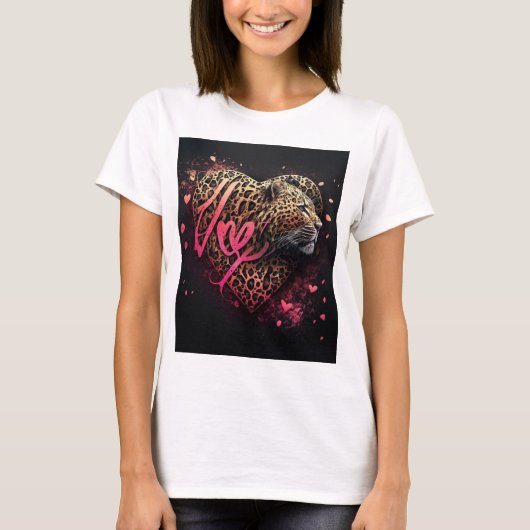 Leopard Heart Love Graffiti Art T-shirt (Voorkant)