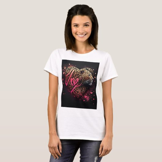 Leopard Heart Love Graffiti Art T-shirt (Voorkant volledig)