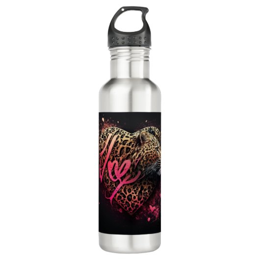 Leopard Heart Love Graffiti Art                    Waterfles (Voorkant)