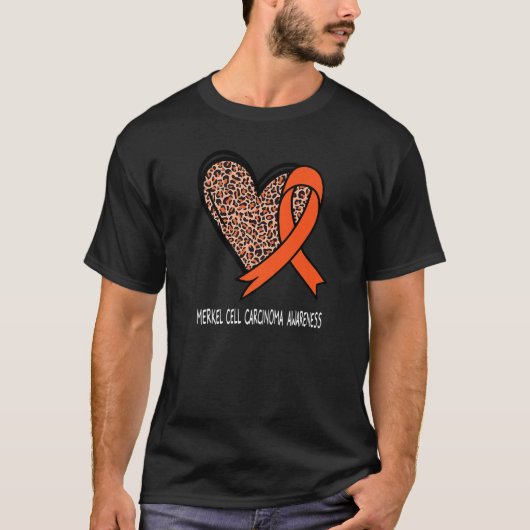 Leopard Heart Merkel Cell Carcinoma Awareness Oran T-shirt (Voorkant)