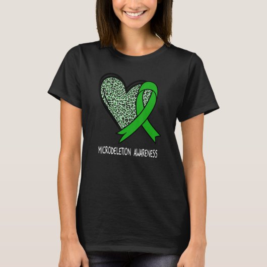 Leopard Heart Microdeletion Awareness Green Ribbon T-shirt (Voorkant)