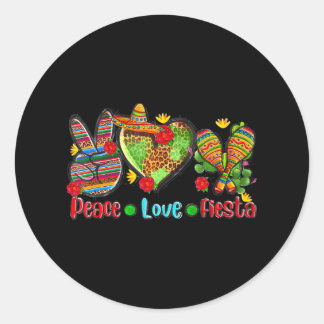 Leopard Heart Peace Love Fiesta Mexican Cinco de Ronde Sticker