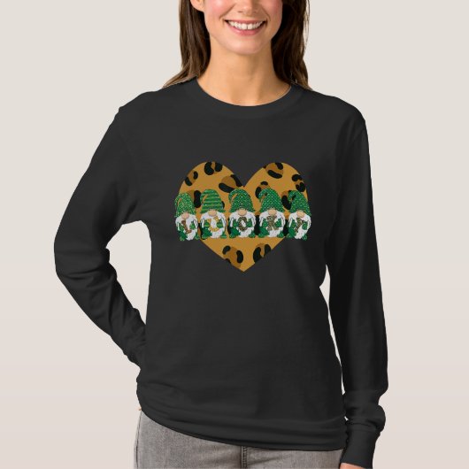 Leopard Heart Pset Gnomes St. Patricks Day Shamro T-shirt (Voorkant)