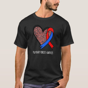 Leopard Heart Pulmonaire Fibrose Bewustheid Rood e T-shirt