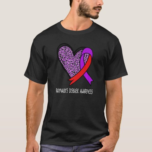 Leopard Heart Raynaudu2019s Disease Awareness Purp T-shirt (Voorkant)