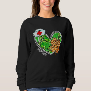 Leopard Heart Shamrock Emt Life Nurse St Patricks Trui
