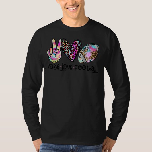 Leopard Heart Tie Dye Peace Love Football Game Da T-shirt (Voorkant)