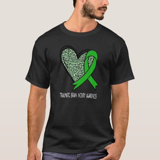 Leopard Heart Traumatic Brain Injury Awareness Gre T-shirt (Voorkant)