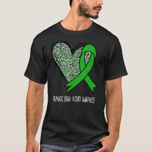 Leopard Heart Traumatic Brain Injury Awarmen Gre T-shirt