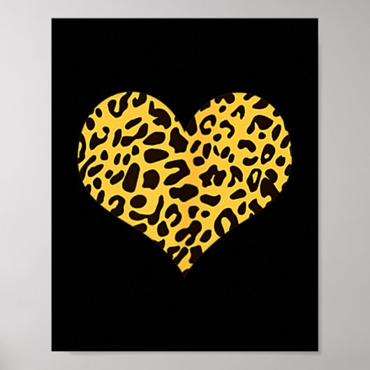 Leopard Heart Valentines Girlfriend Boyfriend Gift Poster (Voorkant)