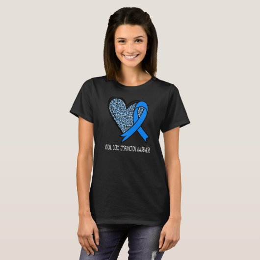 Leopard Heart Vocal Cord Dysfunction Awareness Blu T-shirt (Voorkant volledig)
