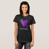 Leopard Heart xx Awareness Purple Ribbon T-shirt (Voorkant volledig)