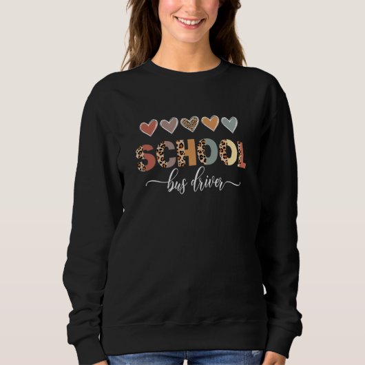 Leopard Hearts School Bus Driver Life First Day of Trui (Voorkant)