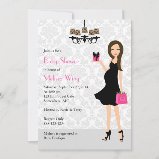 Leopard Heet Roze Zwanger Moeder Baby shower Kaart (Voorkant)