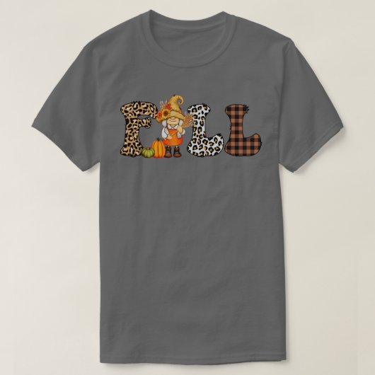 Leopard Herfst Cute Gnomen Thanksgiving Giften for T-shirt (Design voorkant)