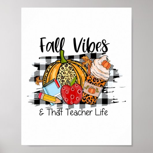 Leopard Herfst herfst Vibes Thankful Teacher Life Poster (Voorkant)