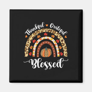 Leopard Herfst Rainbow Thankful Grateful Blessed P Magneet