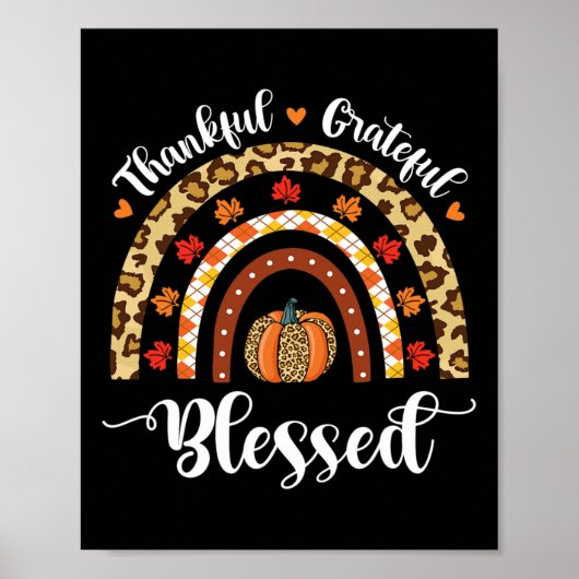 Leopard Herfst Rainbow Thankful Grateful Blessed P Poster (Voorkant)