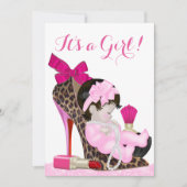 Leopard High Heel Shoe Girly Baby shower Kaart (Voorkant)