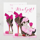 Leopard High Heel Shoe Girly Baby shower Kaart (Voorkant / Achterkant)
