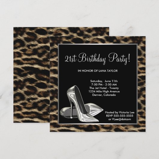 Leopard High Heel Shoe Vrouwen Verjaardag Kaart (Voorkant / Achterkant)