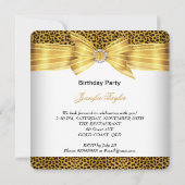 Leopard High Heels Shoes Gold White Birthday Party Kaart (Achterkant)