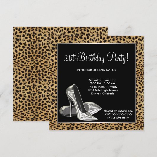 Leopard High Heels Vrouwen 21e Verjaardag Kaart (Voorkant / Achterkant)