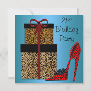 Leopard High Heels Vrouwen 21st Birthday Party Kaart