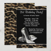 Leopard High Heels Vrouwen 21ste Verjaardagsfeest Kaart (Voorkant / Achterkant)